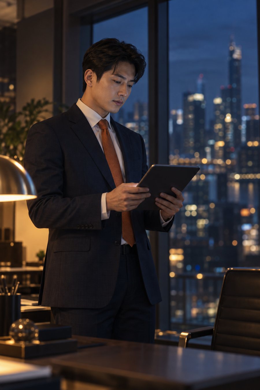 深夜工作中的線上業務（AI 生成示意圖）